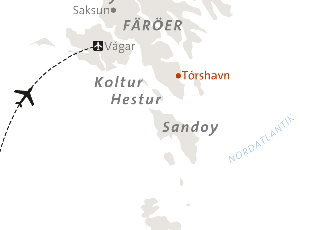 Reise in Färöer-Inseln, Landkarte zu Die Färöer - Inselwelten im Atlantik Alpinschule Innsbruck