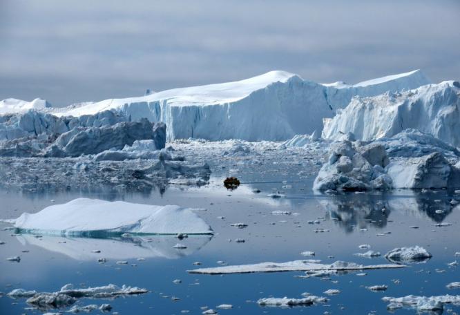 Reise in Grönland, Blick auf die Eisberge der Diskobucht