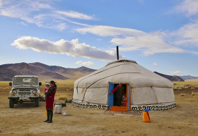 Reise in Mongolei, Das mongolische Ger - meine Unterkunft für eine Nacht bei der Kasachenfamilie