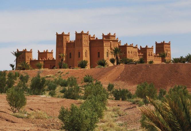 Reise in Marokko, Blick auf die Kasbah Ait Ben Haddou