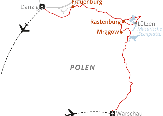 Reise in Polen, Landkarte zu Mit dem E-Bike durch Polen Alpinschule Innsbruck