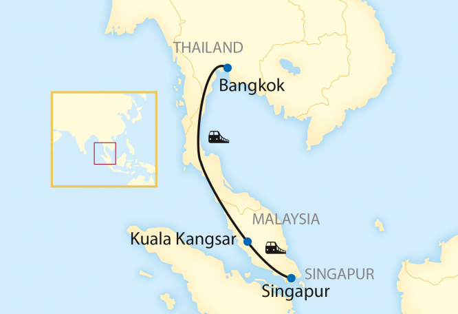 Reise in Malaysia, Reiseroute: 3-tägige First Class Zug-Erlebnisreise von Singapur nach Bangko