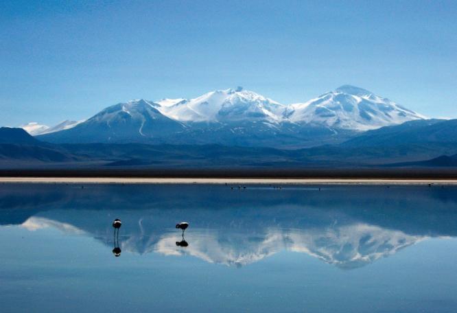 Reise in Chile, Akklimatisationsgipfel Siete Hermanos mit der Lagune Santa Rosa