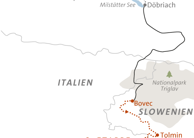 Reise in Slowenien, Landkarte zu Slowenien individuell - Am Alpe Adria Trail Alpinschule Innsbruck
