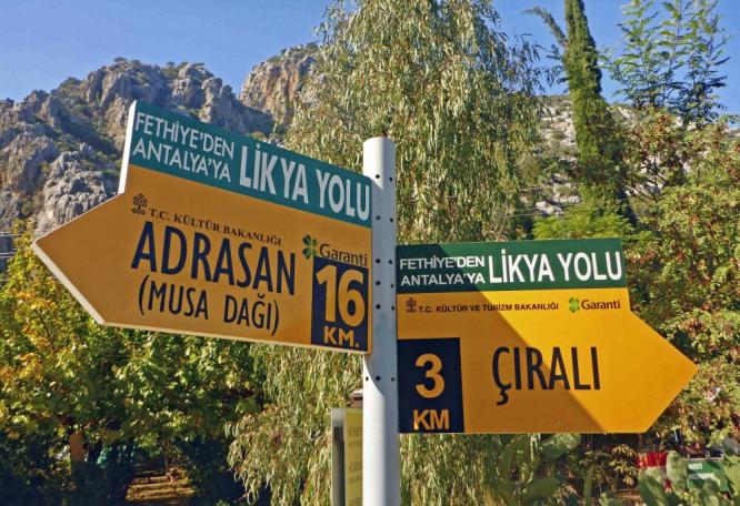 Reise in Türkei, Markierungen und Hinweisschilder Lykien