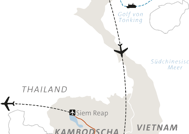 Reise in Kambodscha, Landkarte zu Vietnam und Kambodscha Alpinschule Innsbruck