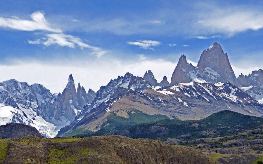 Reise in Argentinien, Bergmassiv mit Cerro Torre und Fitz Roy
