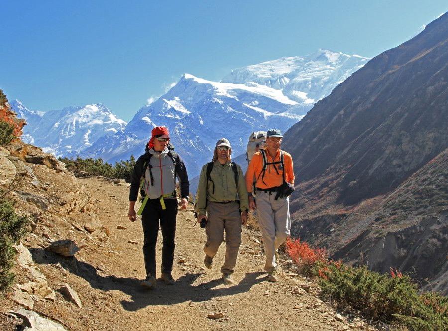 Reise in Nepal, Die Dhaulagiri-Bergkulisse von Ghorepani