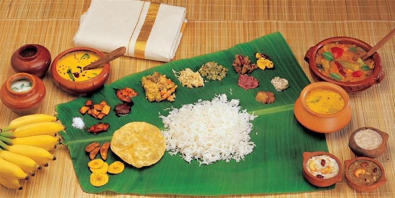 Reise in Indien, Keralische Küche auf dem Bananenblatt serviert