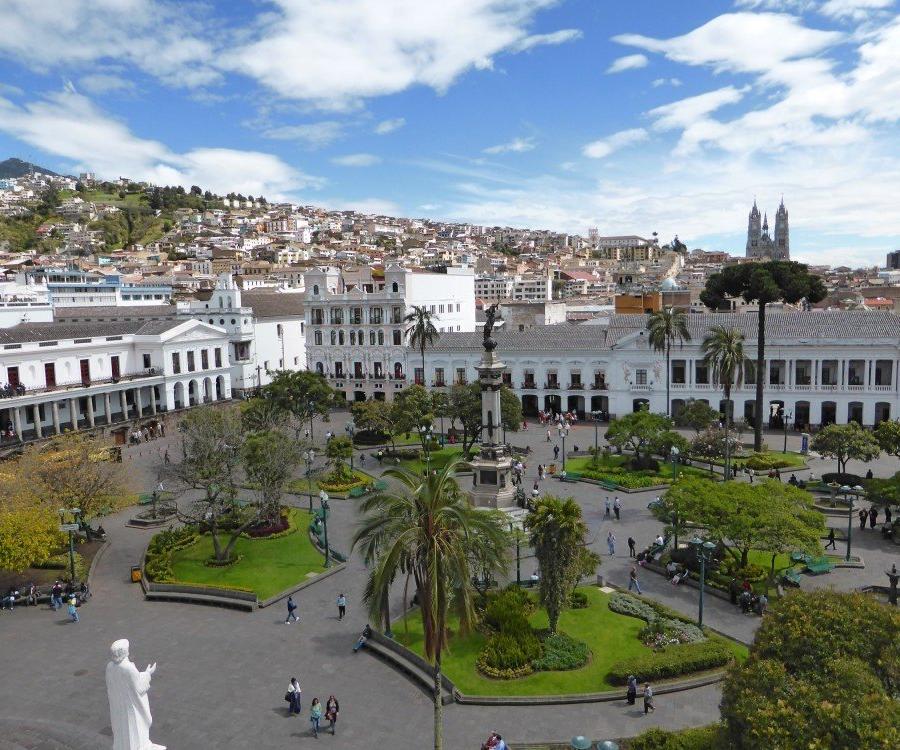 Reise in Ecuador, Blick auf den Hauptplatz von Quito